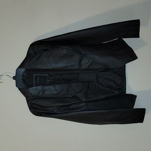 therapy Black Faux Leather Open Front Jacket